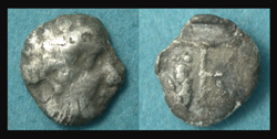 Ionia, Kolophon, AR Tetartemorion, Apollo with Barley Grain reverse, Scarce!